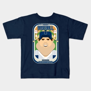 Baseball Blue Pinstripes - Rhubarb Pitchbatter - Bob version Kids T-Shirt